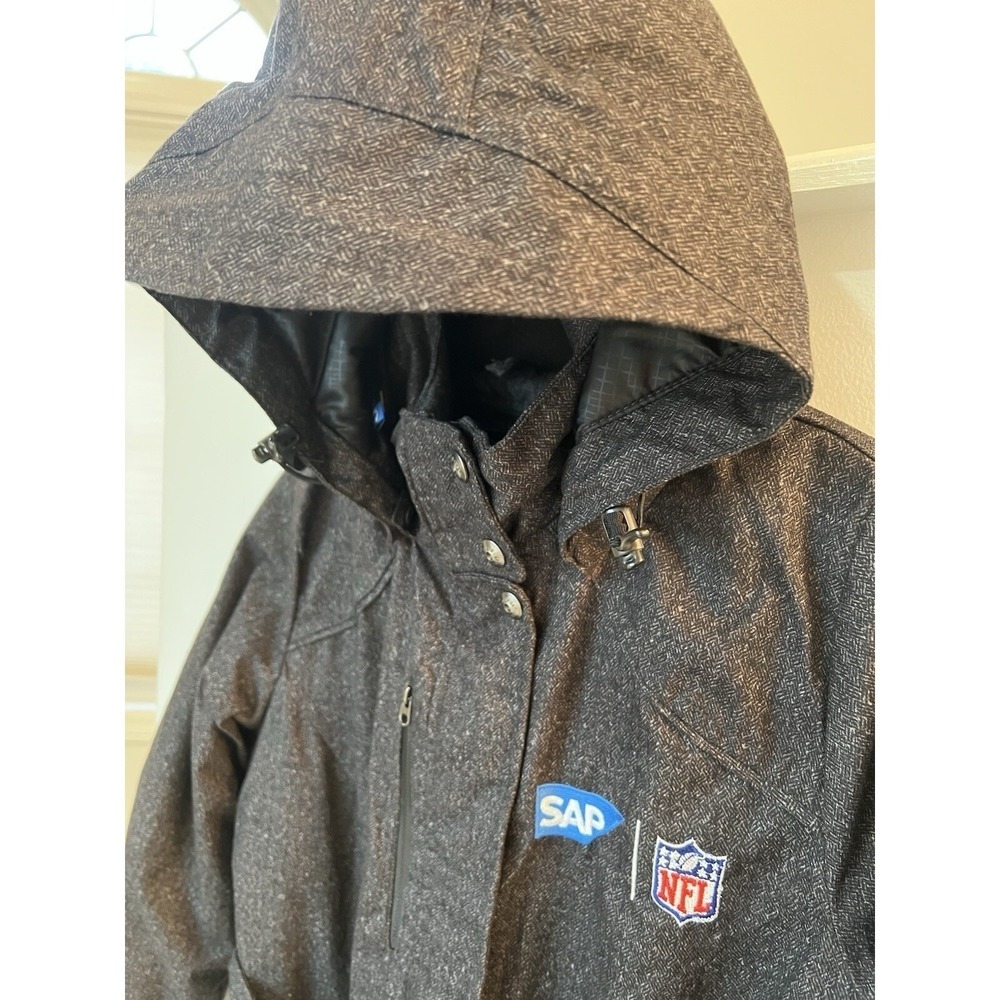 NFL Super Bowl The North Face Jacket Women Small Herringbone Belted Parka - Picture 4 of 16